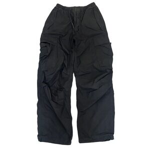 Black‎ Cargo Pants Mens Drawstring Waist Utility Pockets Casual Trousers